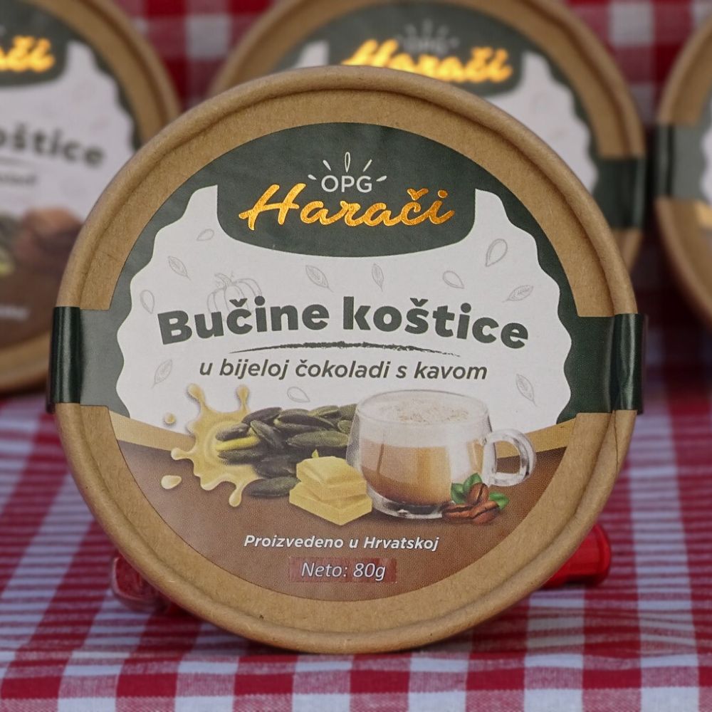 Bučine koštice u bijeloj čokoladi s kavom 80g